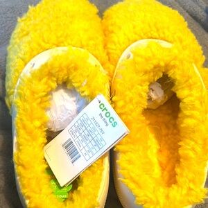 CROCS Bright Yellow Fuzzy Lined Footwear
